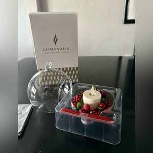 Luminara Real Flame Effect Candle Red Berry Glass Ornament
